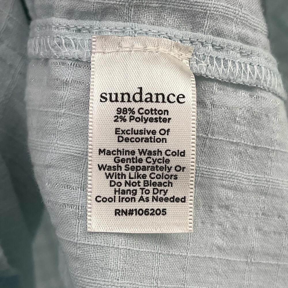 Sundance Larissa Smocked Balloon Sleeve Shirt Womens Size Medium Blue Metallic - Picture 7 of 7